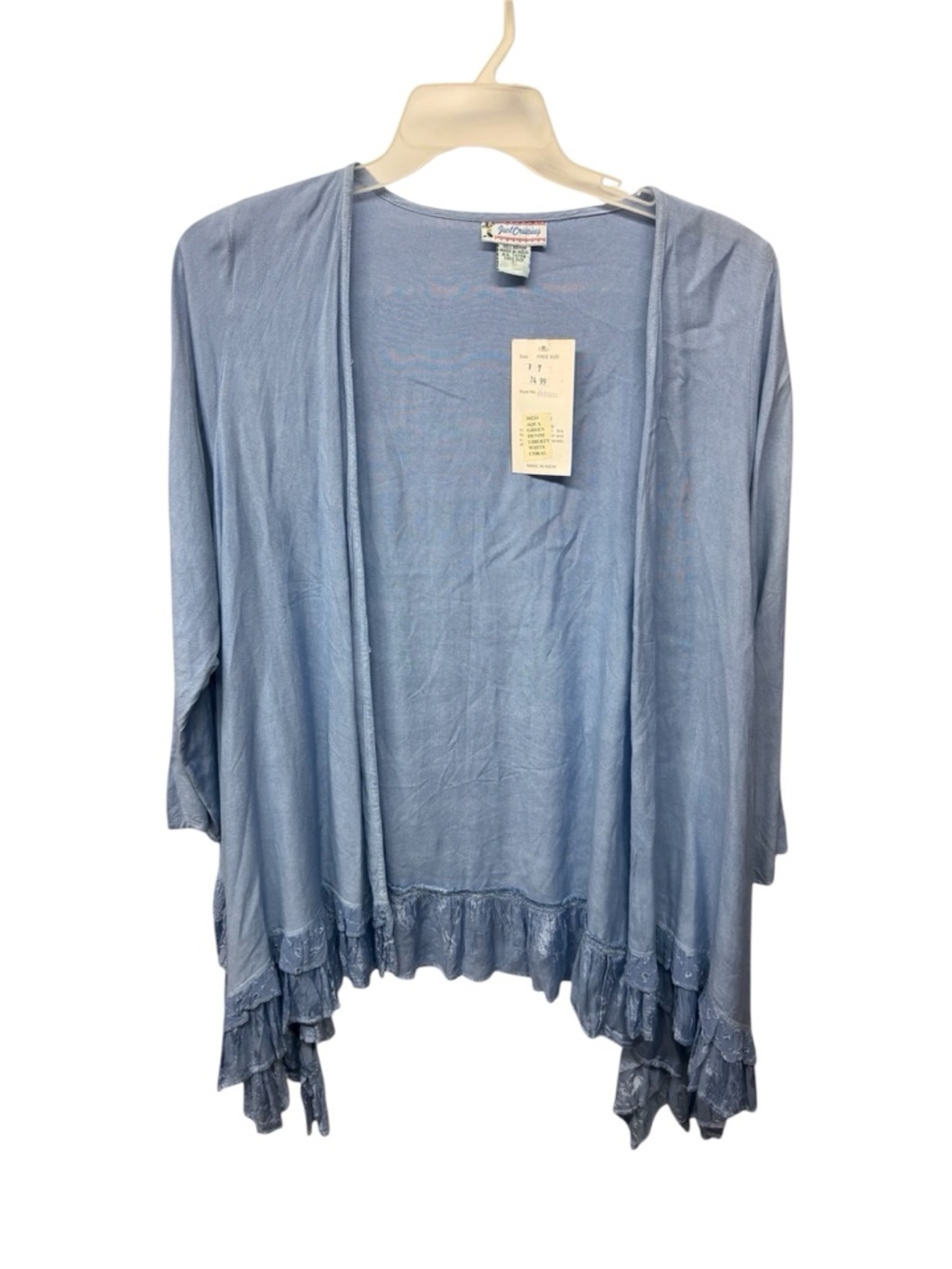 Just Cruising Women’s Blue Open Cardigan One Size